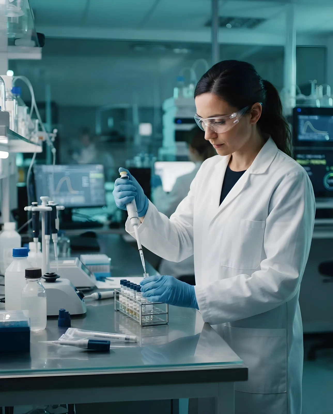 Analysts working in the ISSPL testing laboratory